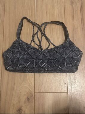 lululemon athletica Black and White Patterned Strappy Sports Bra